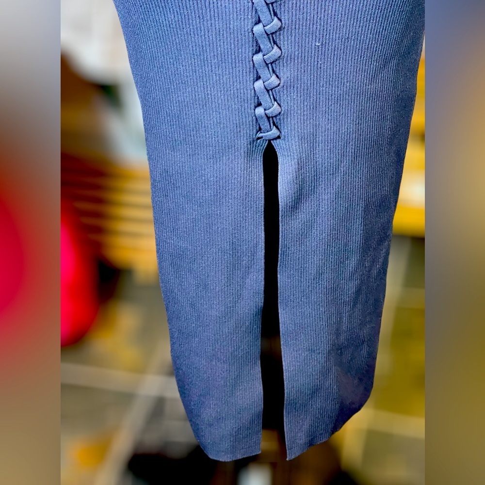 OPENING CEREMONY ~ Blue Ribbed Knit Criss-Cross Dress ~ And Those Sleeves! ~ S - Picture 10 of 11